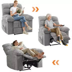 Fauteuil inclinable à bascule avec fonction de massage et de chauffage, tissu respirant ergonomique, 2 poches latérales, pour salon, chambre à coucher