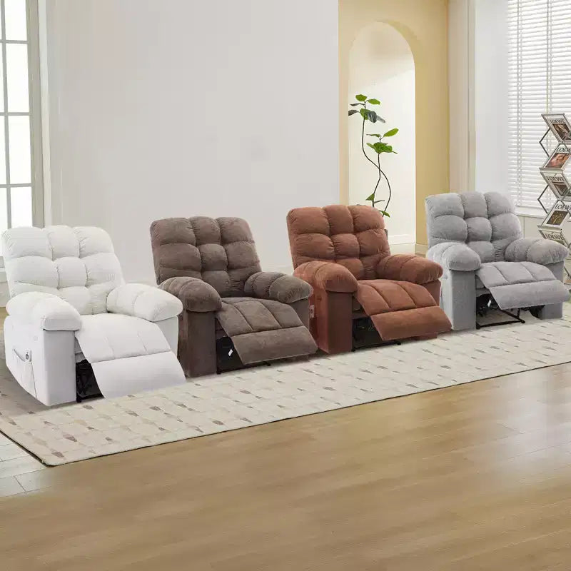 Fauteuil inclinable à bascule avec fonction de massage et de chauffage, tissu respirant ergonomique, 2 poches latérales, pour salon, chambre à coucher