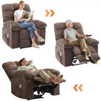Fauteuil inclinable à bascule avec fonction de massage et de chauffage, tissu respirant ergonomique, 2 poches latérales, pour salon, chambre à coucher