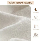 Fauteuil d'appoint moderne, Fauteuil de lecture confortable rembourré en tissu peluche 420g, avec coussin en mousse à ressort, pour chambre et salon, Blanc
