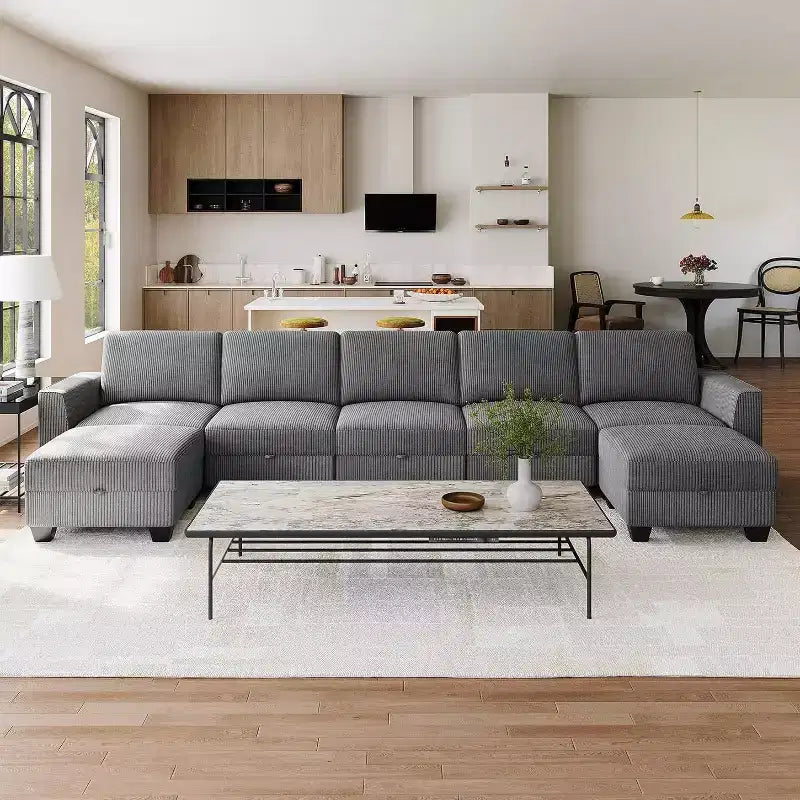 Canapé-lit futon Tallulah - Canapé convertible avec méridienne de rangement, gris