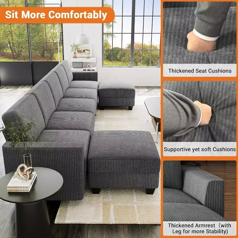 Canapé-lit futon Tallulah - Canapé convertible avec méridienne de rangement, gris