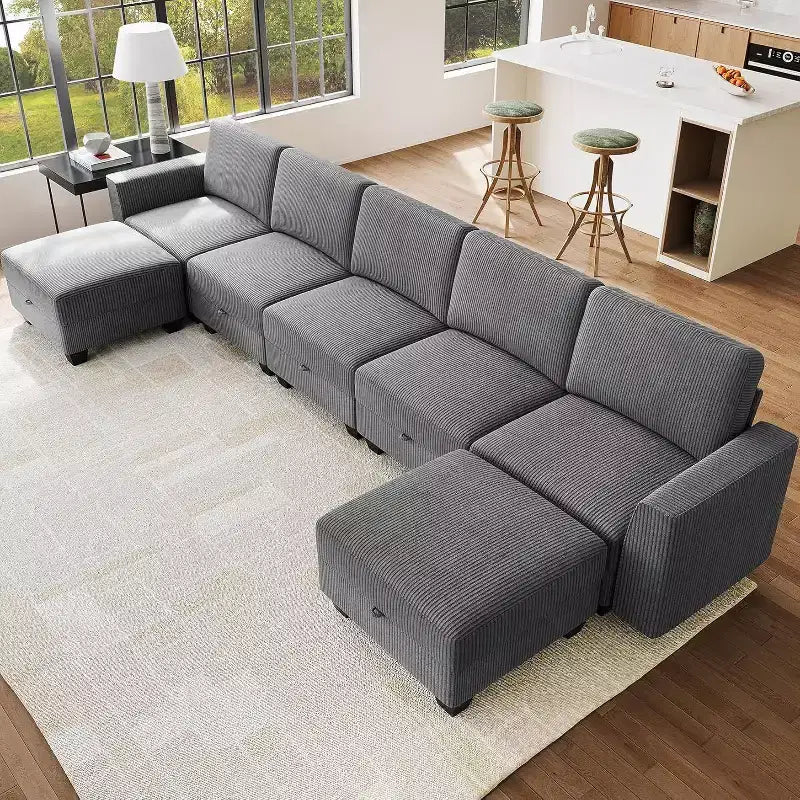 Canapé-lit futon Tallulah - Canapé convertible avec méridienne de rangement, gris