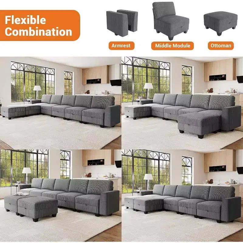 Canapé-lit futon Tallulah - Canapé convertible avec méridienne de rangement, gris