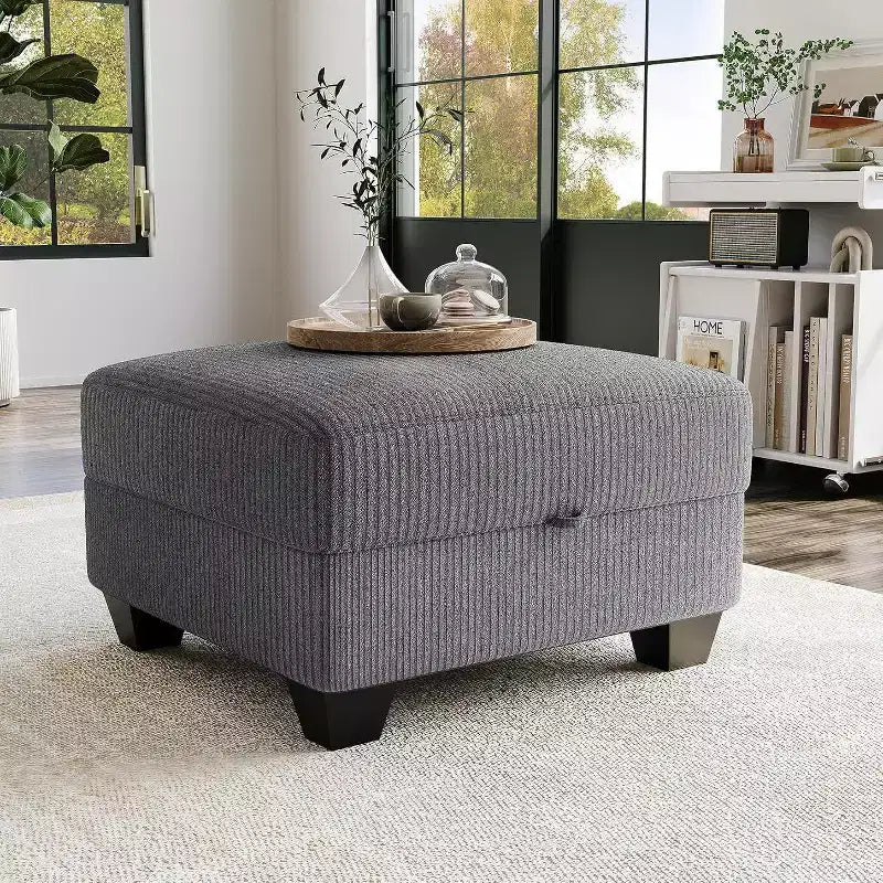 Canapé-lit futon Tallulah - Canapé convertible avec méridienne de rangement, gris