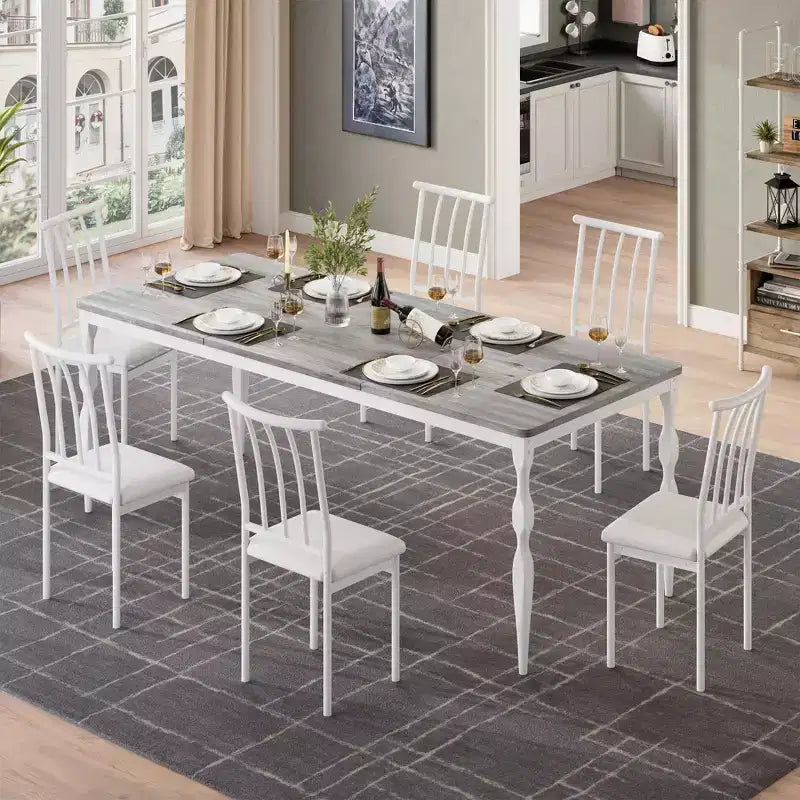 Table de salle à manger rectangulaire pour 6, table de cuisine rustique de 200 cm avec grand plateau pour les fêtes en famille (chaises non incluses)