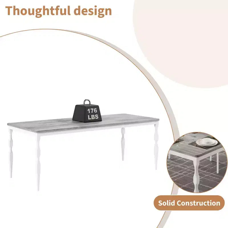 Table de salle à manger rectangulaire pour 6, table de cuisine rustique de 200 cm avec grand plateau pour les fêtes en famille (chaises non incluses)
