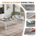 Table de salle à manger rectangulaire pour 6, table de cuisine rustique de 200 cm avec grand plateau pour les fêtes en famille (chaises non incluses)