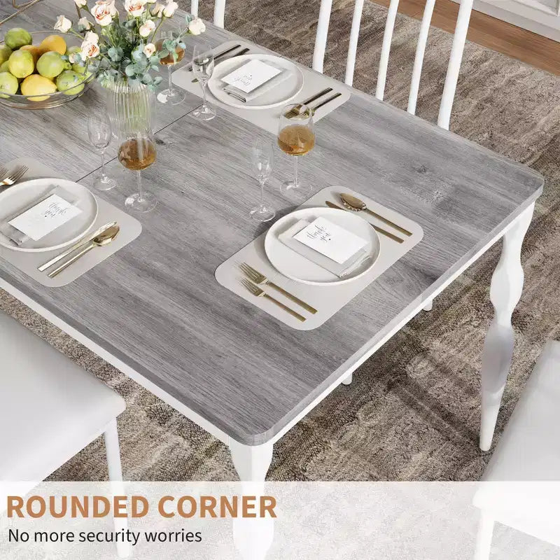 Table de salle à manger rectangulaire pour 6, table de cuisine rustique de 200 cm avec grand plateau pour les fêtes en famille (chaises non incluses)