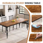 Table de salle à manger rectangulaire pour 6, table de cuisine rustique de 200 cm avec grand plateau pour les fêtes en famille (chaises non incluses)