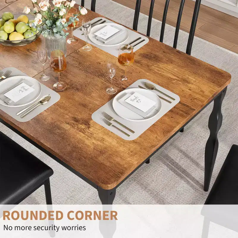 Table de salle à manger rectangulaire pour 6, table de cuisine rustique de 200 cm avec grand plateau pour les fêtes en famille (chaises non incluses)