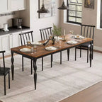 Table de salle à manger rectangulaire pour 6, table de cuisine rustique de 200 cm avec grand plateau pour les fêtes en famille (chaises non incluses)