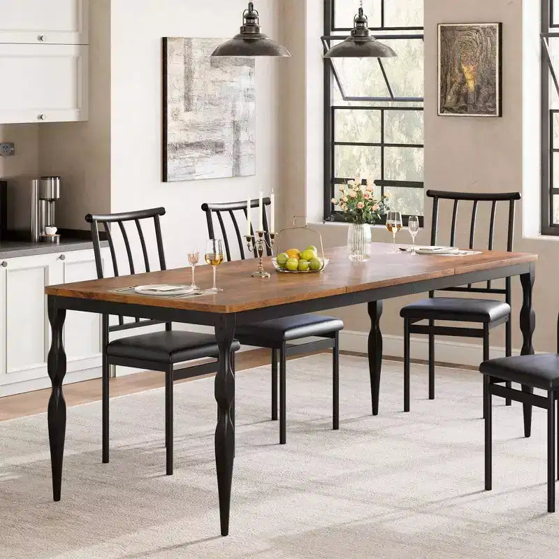 CuisinSmart Rectangular Dining Table for 6, 78.8'' Rustic Farmhouse Kitchen Table with Large Tabletop for Party Big Family(Not Included Chairs)
