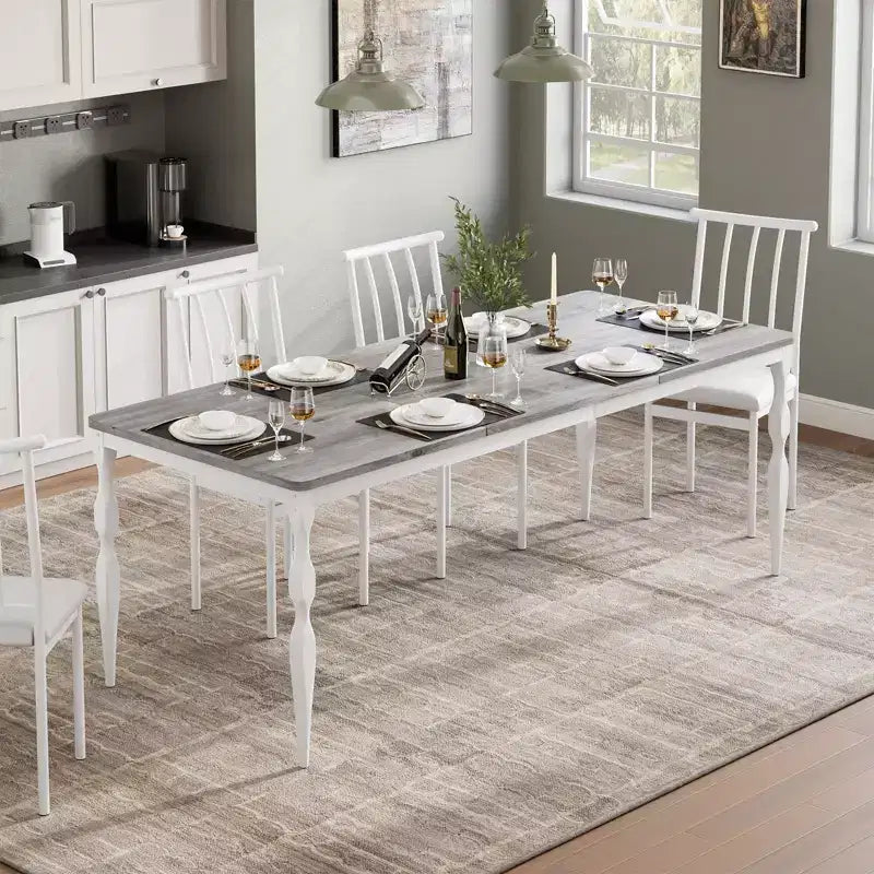 Rectangular Dining Table for 6, 78.8'' Rustic Farmhouse Kitchen Table with Large Tabletop for Party Big Family(Not Included Chairs)