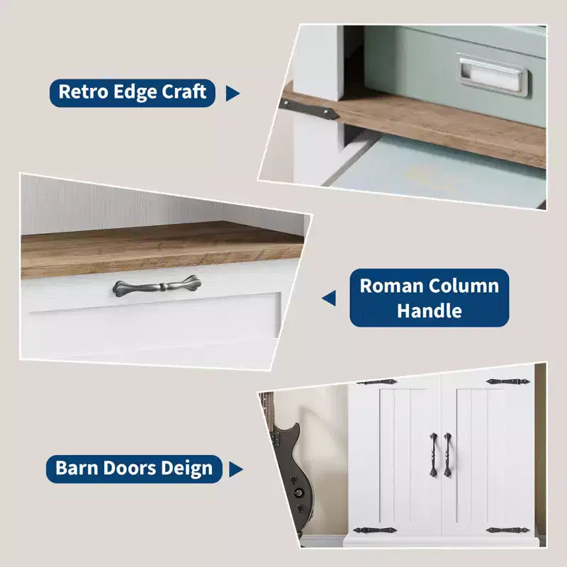 Étagère de Ferme de 183 cm avec Armoire de Rangement, Étagère à Livres sur Pied avec Étagère Réglable pour Bureau à Domicile, Salon, Blanc