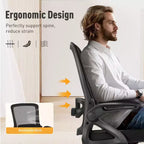 Chaise de bureau ergonomique pivotante avec accoudoirs et hauteur réglables, noire