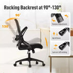 Chaise de bureau ergonomique pivotante avec accoudoirs et hauteur réglables, noire