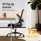Chaise de bureau ergonomique pivotante avec accoudoirs et hauteur réglables, noire