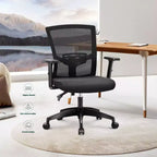 Chaise de bureau ergonomique pivotante avec accoudoirs et hauteur réglables, noire