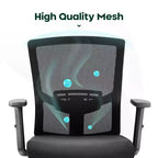Chaise de bureau ergonomique pivotante avec accoudoirs et hauteur réglables, noire
