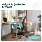 Chaise de bureau ergonomique pivotante avec accoudoirs et hauteur réglables, noire