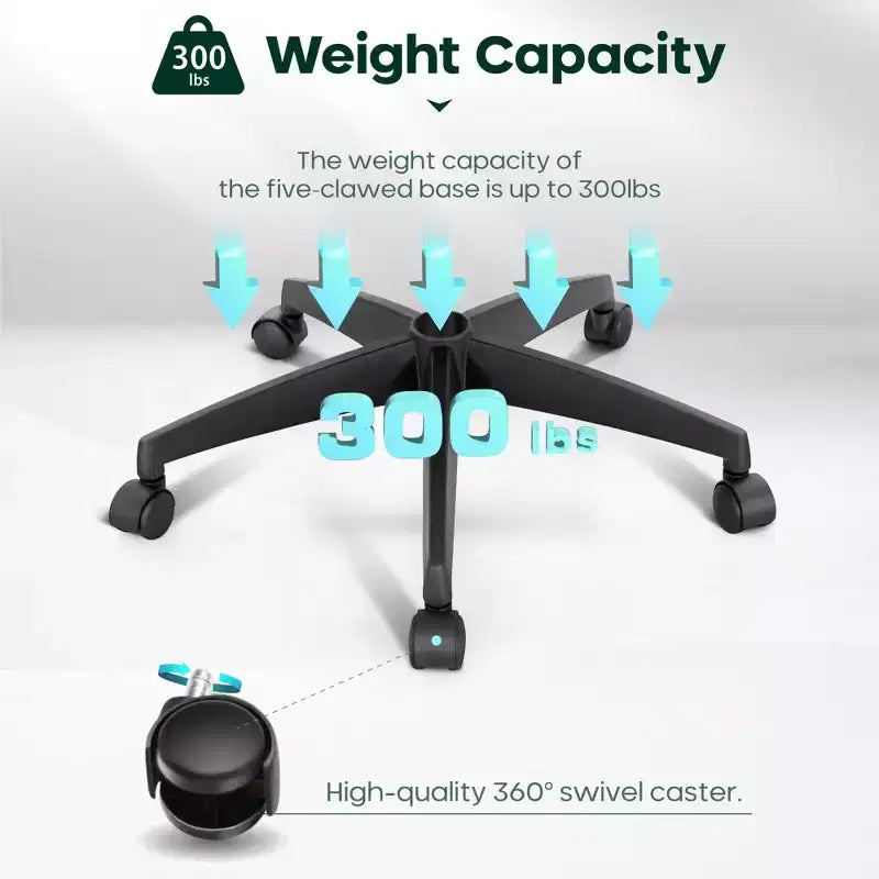 Chaise de bureau ergonomique pivotante avec accoudoirs et hauteur réglables, noire