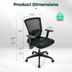 Chaise de bureau ergonomique pivotante avec accoudoirs et hauteur réglables, noire