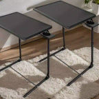 Lot de 2 plateaux TV, tables pliantes, avec 6 hauteurs et 3 angles d'inclinaison, plateau TV avec porte-gobelet, plateau repas pour manger sur le canapé, ordinateur portable, canapé-lit