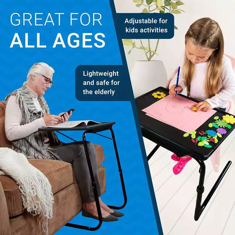 Lot de 2 plateaux TV, tables pliantes, avec 6 hauteurs et 3 angles d'inclinaison, plateau TV avec porte-gobelet, plateau repas pour manger sur le canapé, ordinateur portable, canapé-lit