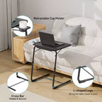 Lot de 2 plateaux TV, tables pliantes, avec 6 hauteurs et 3 angles d'inclinaison, plateau TV avec porte-gobelet, plateau repas pour manger sur le canapé, ordinateur portable, canapé-lit
