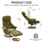Fauteuil de salon inclinable pivotant Okak Modern en chenille réglable avec pouf, fauteuil d'appoint décontracté pour salons, zones de détente