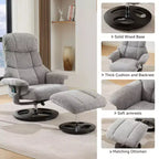 Fauteuil de salon inclinable pivotant Okak Modern en chenille réglable avec pouf, fauteuil d'appoint décontracté pour salons, zones de détente