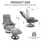 Fauteuil de salon inclinable pivotant Okak Modern en chenille réglable avec pouf, fauteuil d'appoint décontracté pour salons, zones de détente