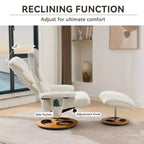 Fauteuil de salon inclinable pivotant Okak Modern en chenille réglable avec pouf, fauteuil d'appoint décontracté pour salons, zones de détente