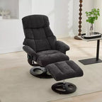 Fauteuil de salon inclinable pivotant Okak Modern en chenille réglable avec pouf, fauteuil d'appoint décontracté pour salons, zones de détente