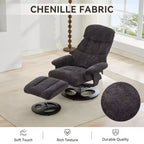 Fauteuil de salon inclinable pivotant Okak Modern en chenille réglable avec pouf, fauteuil d'appoint décontracté pour salons, zones de détente
