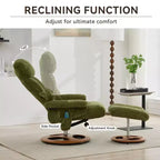 Fauteuil de salon inclinable pivotant Okak Modern en chenille réglable avec pouf, fauteuil d'appoint décontracté pour salons, zones de détente