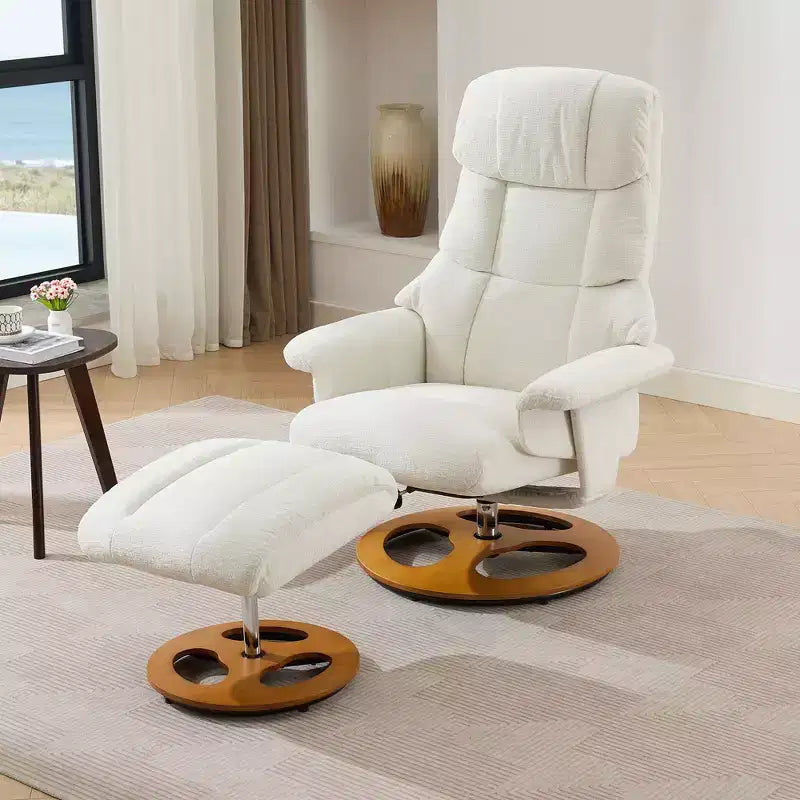 Fauteuil de salon inclinable pivotant Okak Modern en chenille réglable avec pouf, fauteuil d'appoint décontracté pour salons, zones de détente
