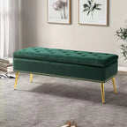 Banc de rangement Hippolytus avec garniture cloutée et capitonnage pour chambre à coucher | ART OF LIVING DESIGNS-NOIR
