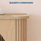 CuisinSmart Buffet de salle à manger avec 2 portes en verre cannelé et 3 tiroirs, meuble de bar à café de style ferme avec étagères réglables pour cuisine et salon