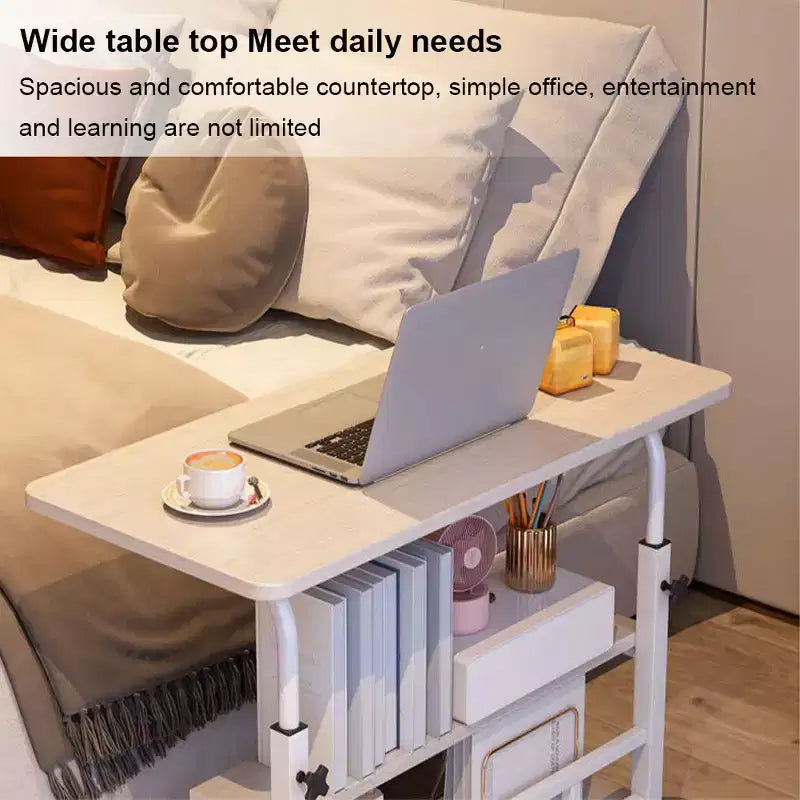Bureau portable roulant sur roulettes, bureau d'ordinateur mobile pour petit espace, petit bureau debout, hauteur réglable, étagères de rangement, pour bureau à domicile ou étude