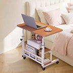 Bureau portable roulant sur roulettes, bureau d'ordinateur mobile pour petit espace, petit bureau debout, hauteur réglable, étagères de rangement, pour bureau à domicile ou étude