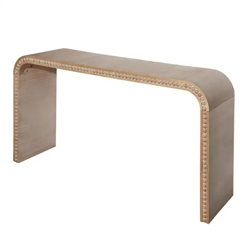 Table d'entrée Okak 59IN style cascade avec perles en bois, console au design minimaliste, table d'appoint pour couloir, salon, naturel