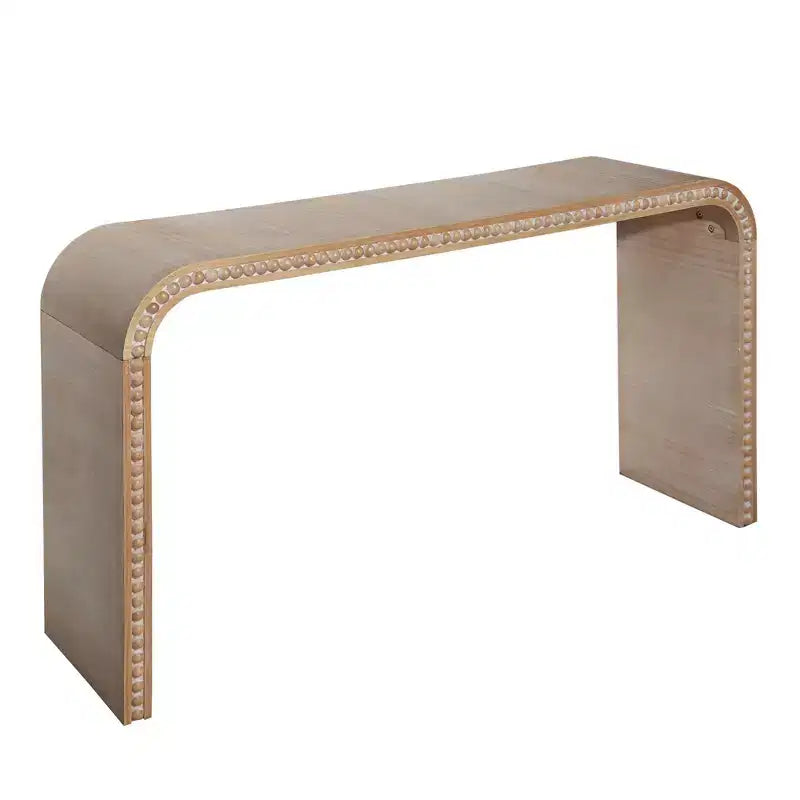 Table d'entrée Okak 59IN style cascade avec perles en bois, console au design minimaliste, table d'appoint pour couloir, salon, naturel