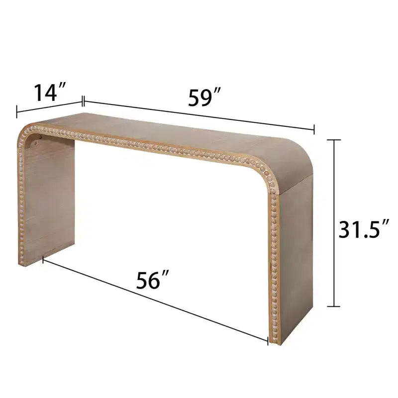 Table d'entrée Okak 59IN style cascade avec perles en bois, console au design minimaliste, table d'appoint pour couloir, salon, naturel