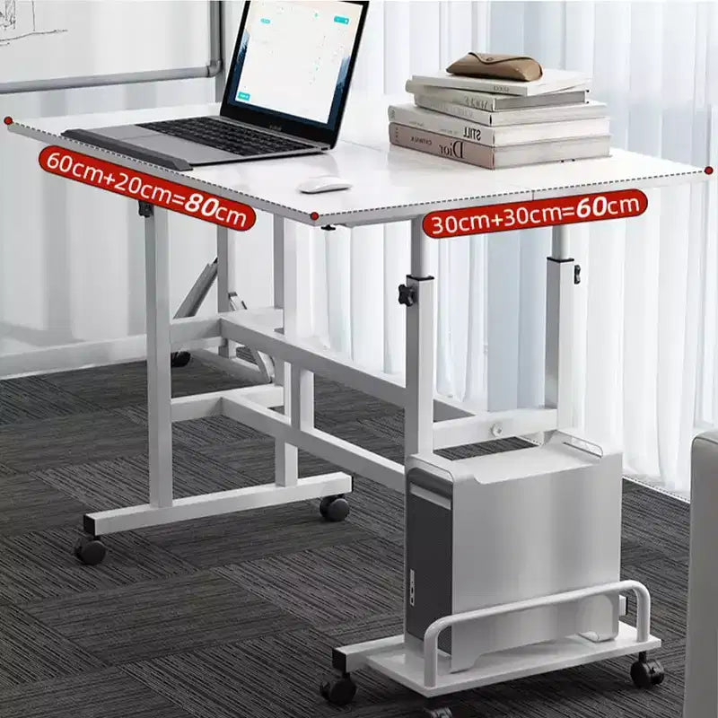 Bureau debout mobile – Poste de travail à 2 niveaux réglable en hauteur avec roulettes pour la maison/le bureau