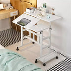 Bureau debout mobile – Poste de travail à 2 niveaux réglable en hauteur avec roulettes pour la maison/le bureau
