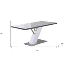HomeRoots Table à Manger à Piètement Central en Bois et Métal Blanc et Argent 63 po
