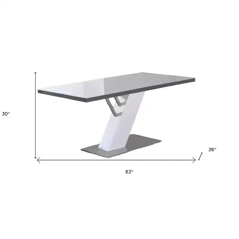 HomeRoots Table à Manger à Piètement Central en Bois et Métal Blanc et Argent 63 po