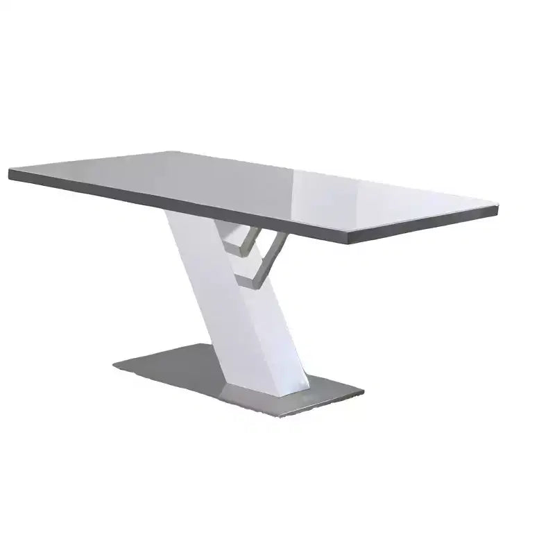 HomeRoots Table à Manger à Piètement Central en Bois et Métal Blanc et Argent 63 po